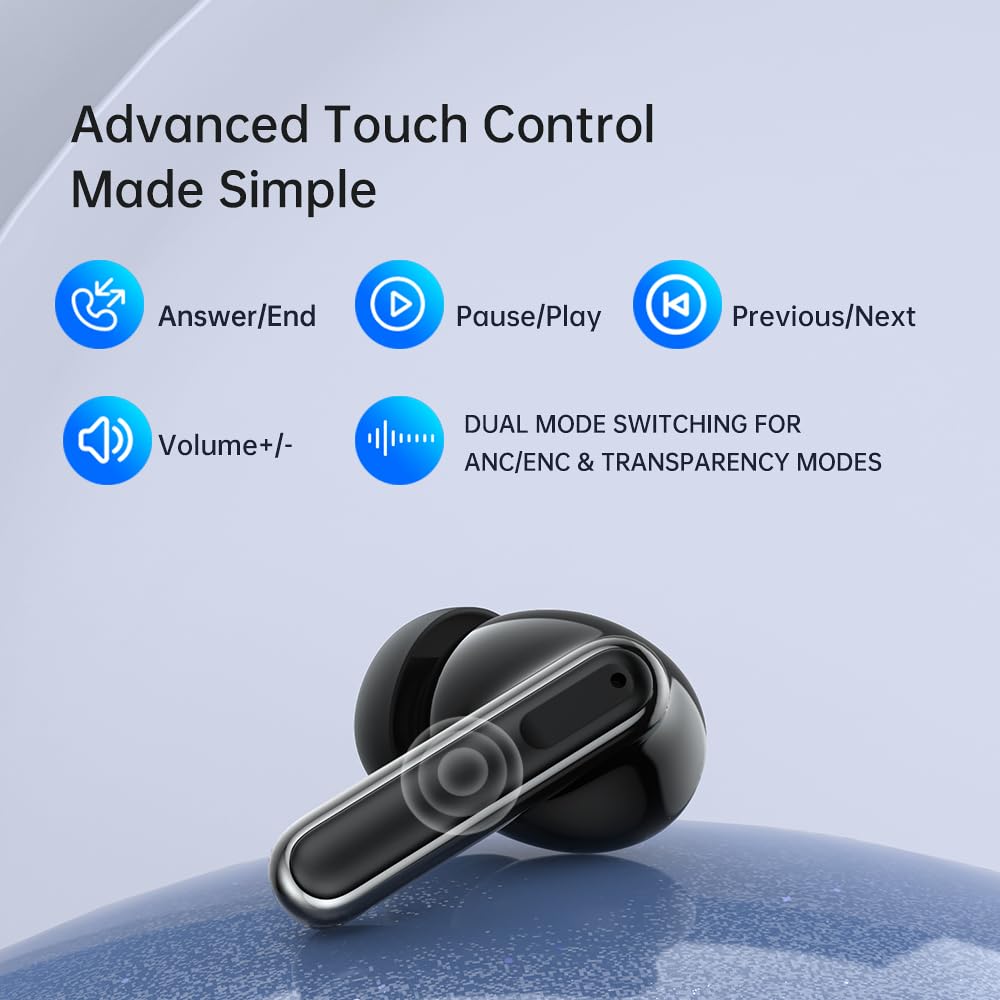 **Helm True Wireless 5+ Earbuds with Advanced ANC, HiFi Sound & Deep Bass – IPX5 Sweatproof, Secure Fit for Sports, Dual Mics, BT5.3 – Perfect for Workouts, Commuting & Travel**