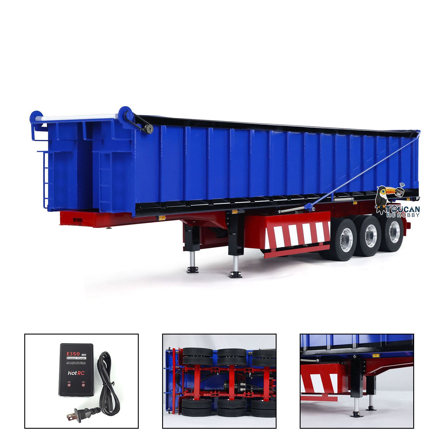1/14 Scale Metal RC Dump Truck with 3 Axles, Hydraulic Lift, Electric Awning & LED Lights - Construction Vehicle Model for Kids & Adults - Perfect for RC Construction Site Play, Collecting & Display
