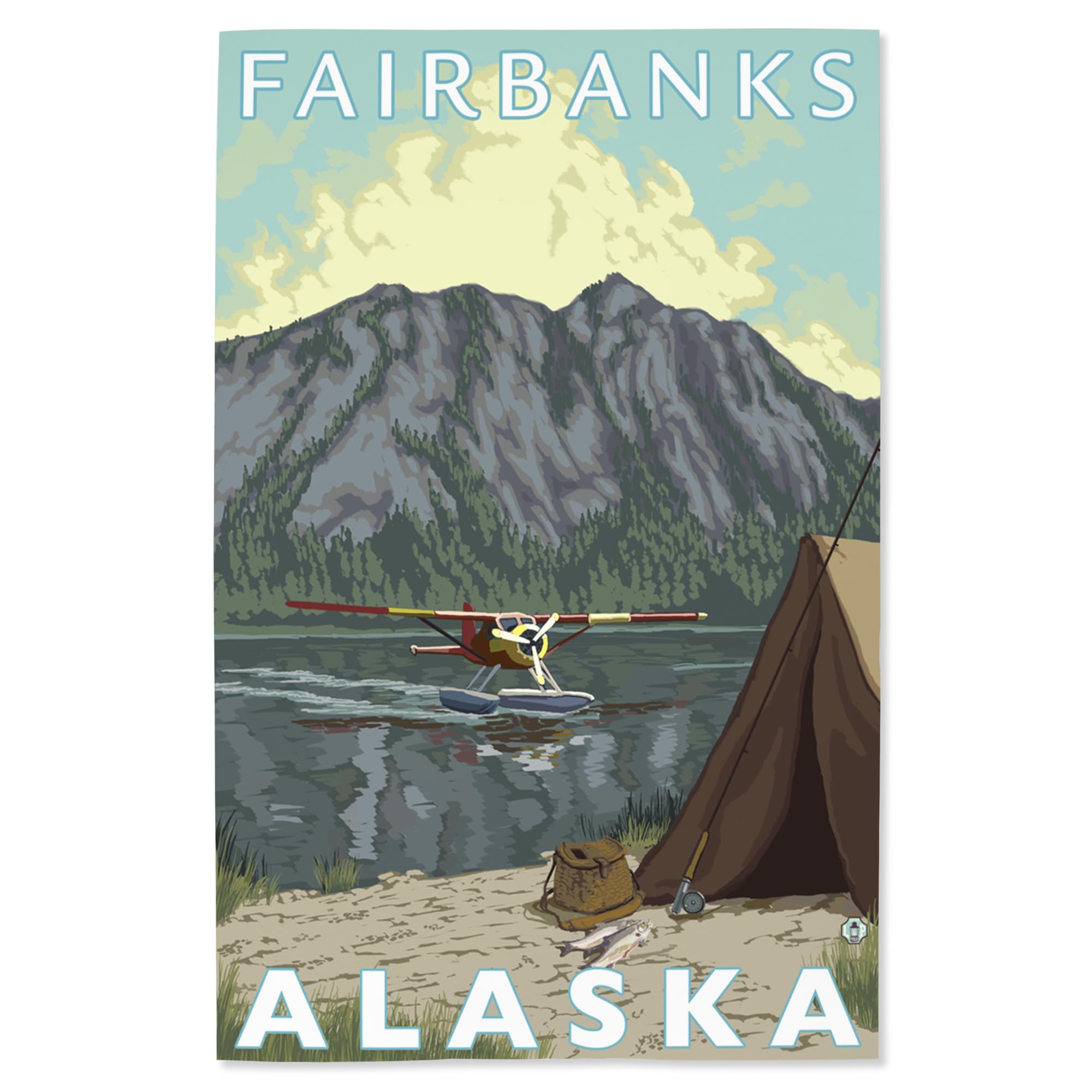 Lantern Press 16x24 Inch Giclee Print - Bush Plane & Fishing in Fairbanks Alaska - Wall Art for Cabin, Lodge & Outdoor Enthusiast Decor