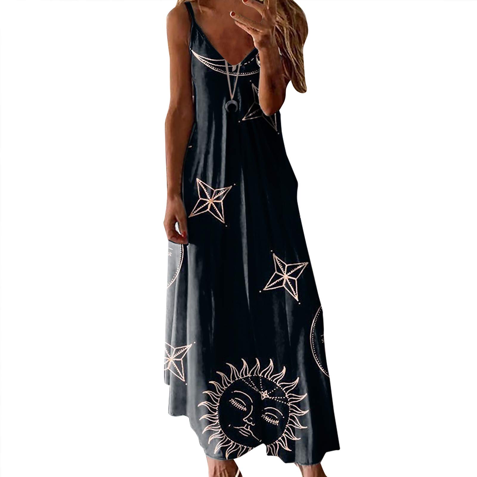 Women's Summer Sleeveless Tie Dye Maxi Dress - Sexy V-Neck Casual Beach Dress for Plus Size | Perfect for Beach Parties, Vacations & Outdoor Events