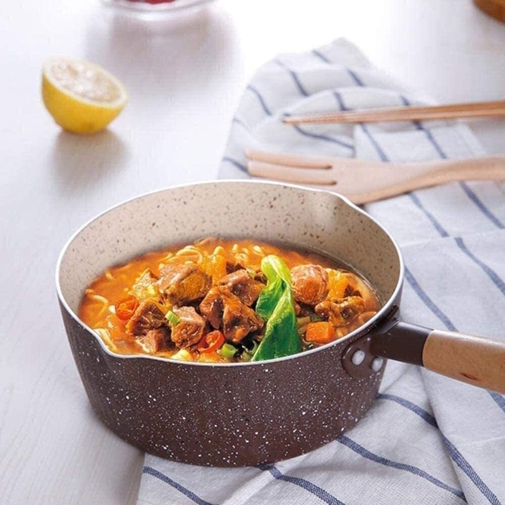 Non-Stick Maifan Stone Wok Stockpot with Dual Pour Spouts - Lightweight Saucepan for Cooking, Milk Heating & Dishwasher Safe - Perfect for Stir-Frying, Soup Making & Kitchen Use