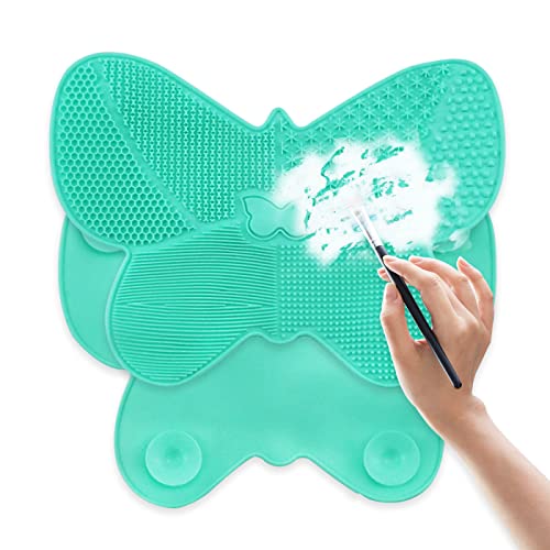 Silicone Makeup Brush Cleaner Mat - Large Portable Cosmetic Brush Cleaning Pad & Scrubber Tool for Professional & Home Use | Perfect for Daily Makeup Brush Washing & Deep Cleaning (Green)