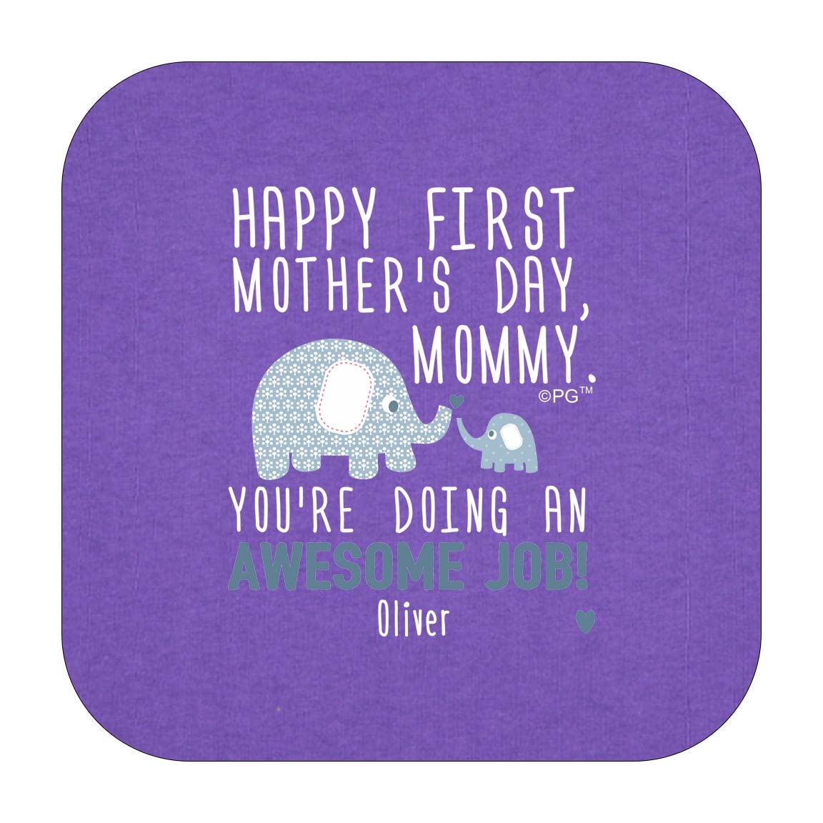 Personalized Happy First Mother's Day Baby Bodysuit - Cute Blue Elephant Design for New Moms | Perfect Baby Shower Gift & Newborn Photo Outfit