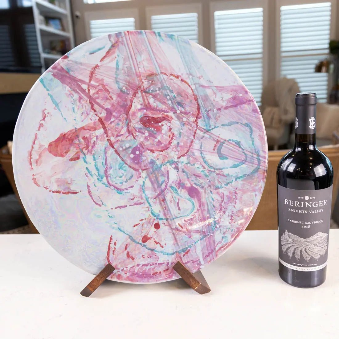 XL Stoneware Serving Platter - Iridescent Mother of Pearl Abstract Design - Creative Collection - Perfect for Dinner Parties, Holiday Entertaining & Home Decor