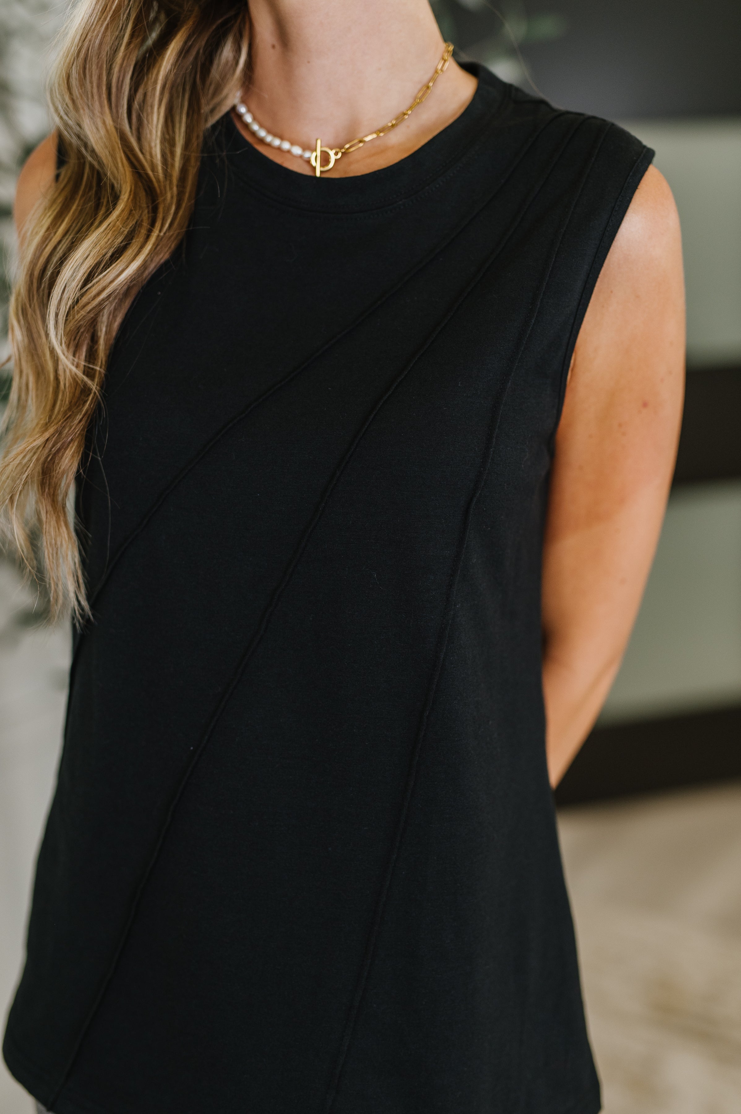 Stylish Black Pleat Detail Sleeveless Top for Women | Trendy Summer Blouse | Perfect for Office Wear, Casual Outings & Date Nights