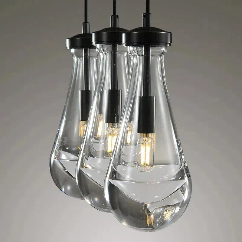 Modern Raindrop Linear Chandelier - 3-Light 22 Inch Crystal Pendant Lighting Fixture for Dining Room, Kitchen Island & Bedroom Ceiling Decor