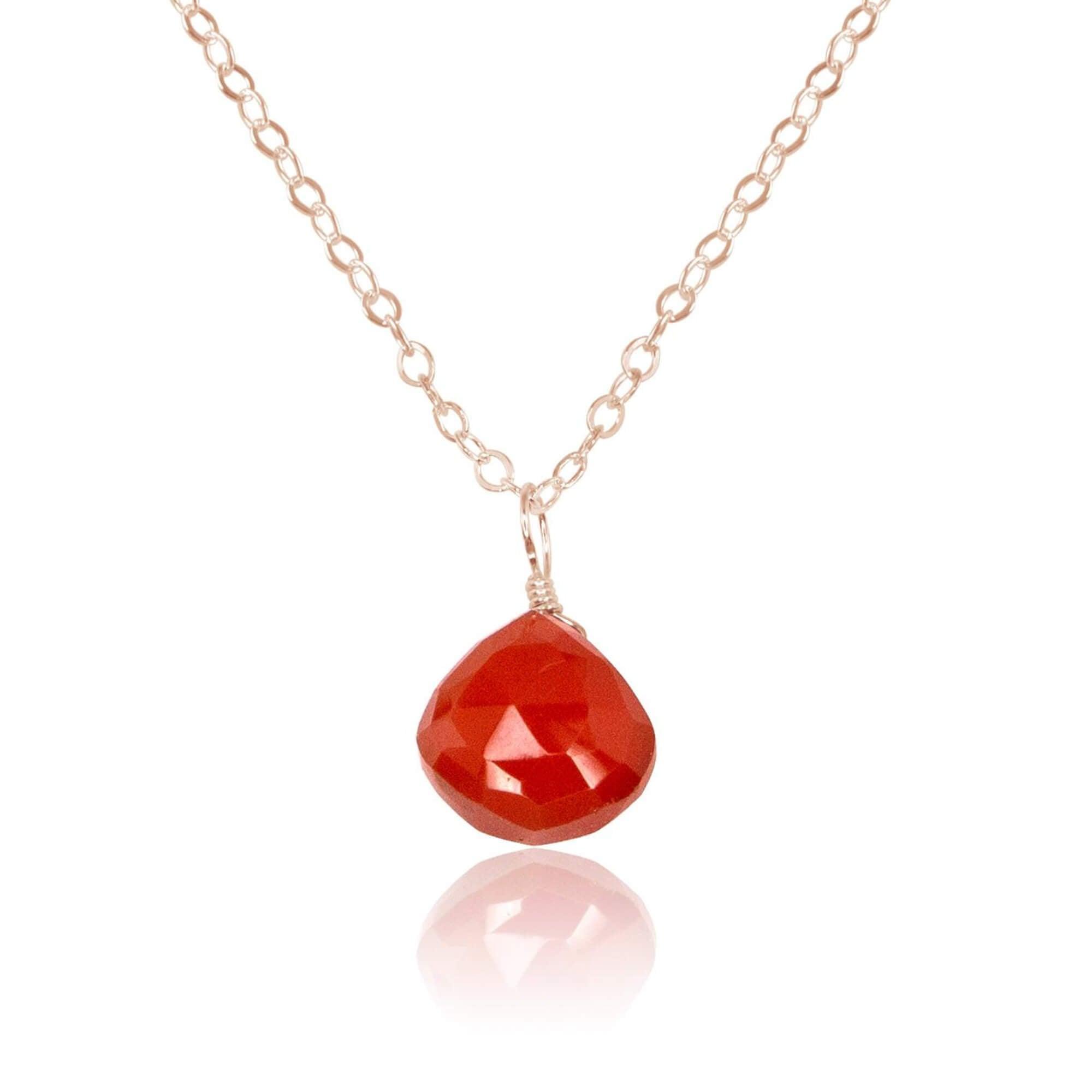 Natural Carnelian Teardrop Crystal Pendant Necklace - Healing Stone Jewelry for Women, Chakra Balancing & Energy Protection - Perfect for Meditation, Yoga & Spiritual Gifts