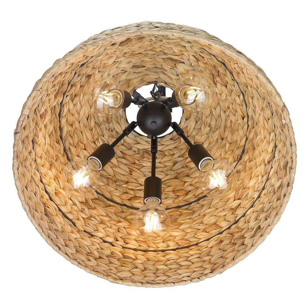 Remi 5-Light Woven Rattan Pendant Light Fixture - Modern Boho Ceiling Light for Dining Room, Kitchen Island & Bedroom