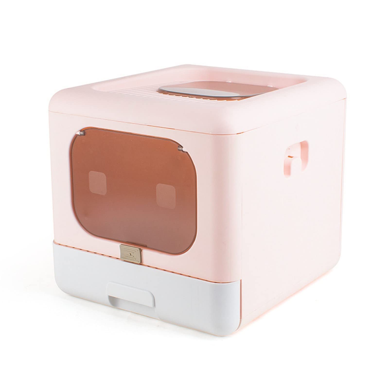 SAIWENG Foldable Cat Litter Box with Lid & Scoop - Large Silica Gel Tray for Indoor Cats - Portable Pink Pet Toilet House for Home, Travel & Small Spaces