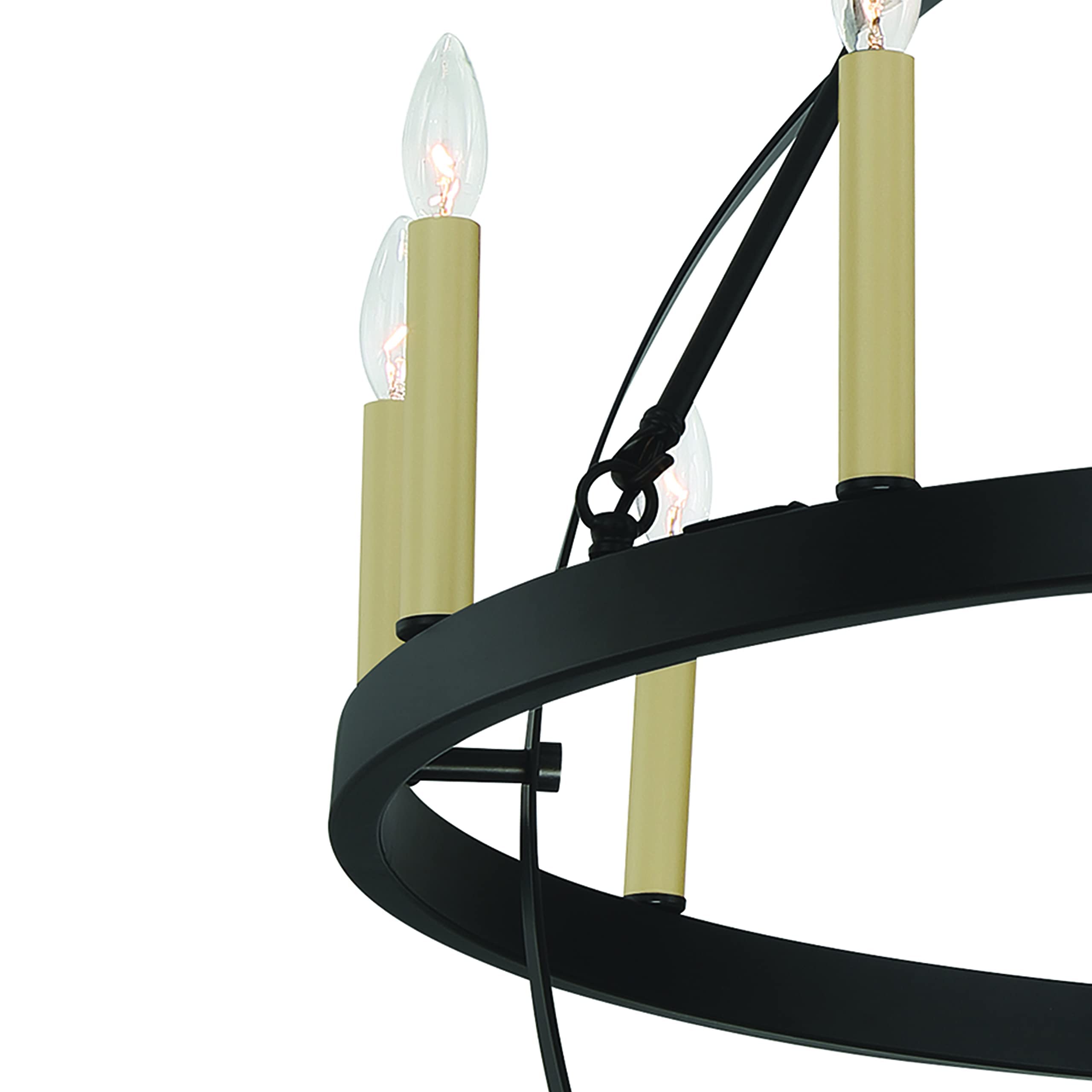 Vanity Art 12-Lights Geometric Wagon Wheel Chandelier - Farmhouse Candle Style Ceiling Light Fixture for Living Room, Kitchen, Dining Room - Black & Bronze - Perfect for Rustic Home Decor & Country Style Interiors (Model 10552CR-BK-BD)
