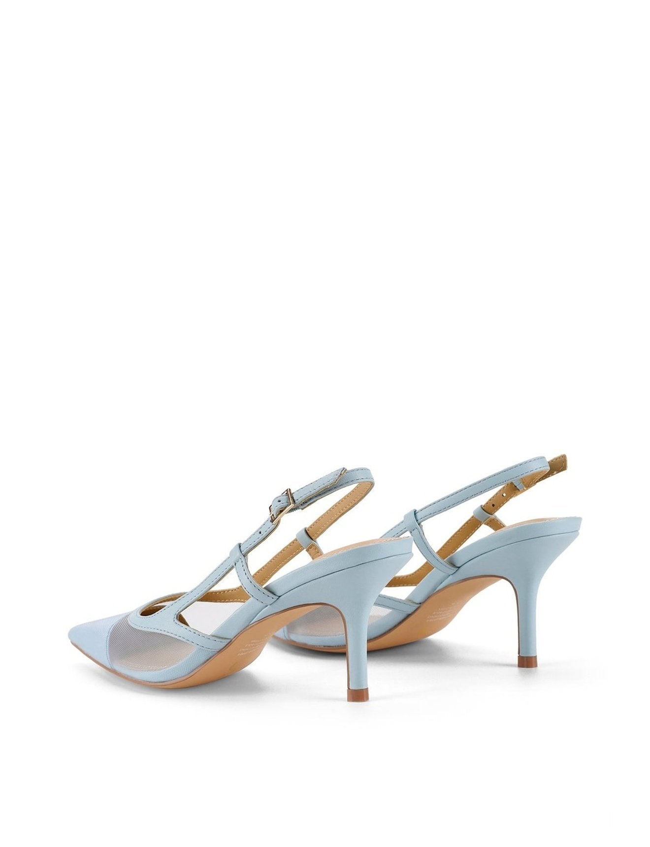 Elegant Sissy Pointed Toe Slingback Heels - Pale Blue Genuine Leather & Mesh Women's Dress Sandals for Weddings, Parties & Summer Outfits