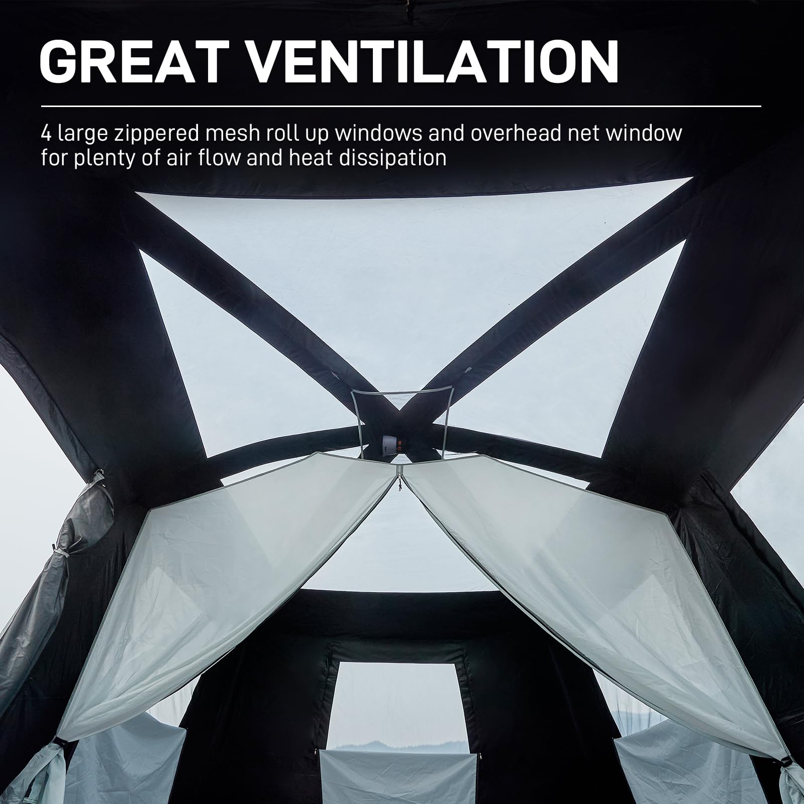 EVER ADVANCED 10-Person Blackout Camping Tent - Multi-Room Family Tent with Rainfly & Carry Bag - Water-Resistant 14ft x 10ft x 84in Large Tent - Perfect for Family Camping, Outdoor Adventures & Backyard Sleepovers