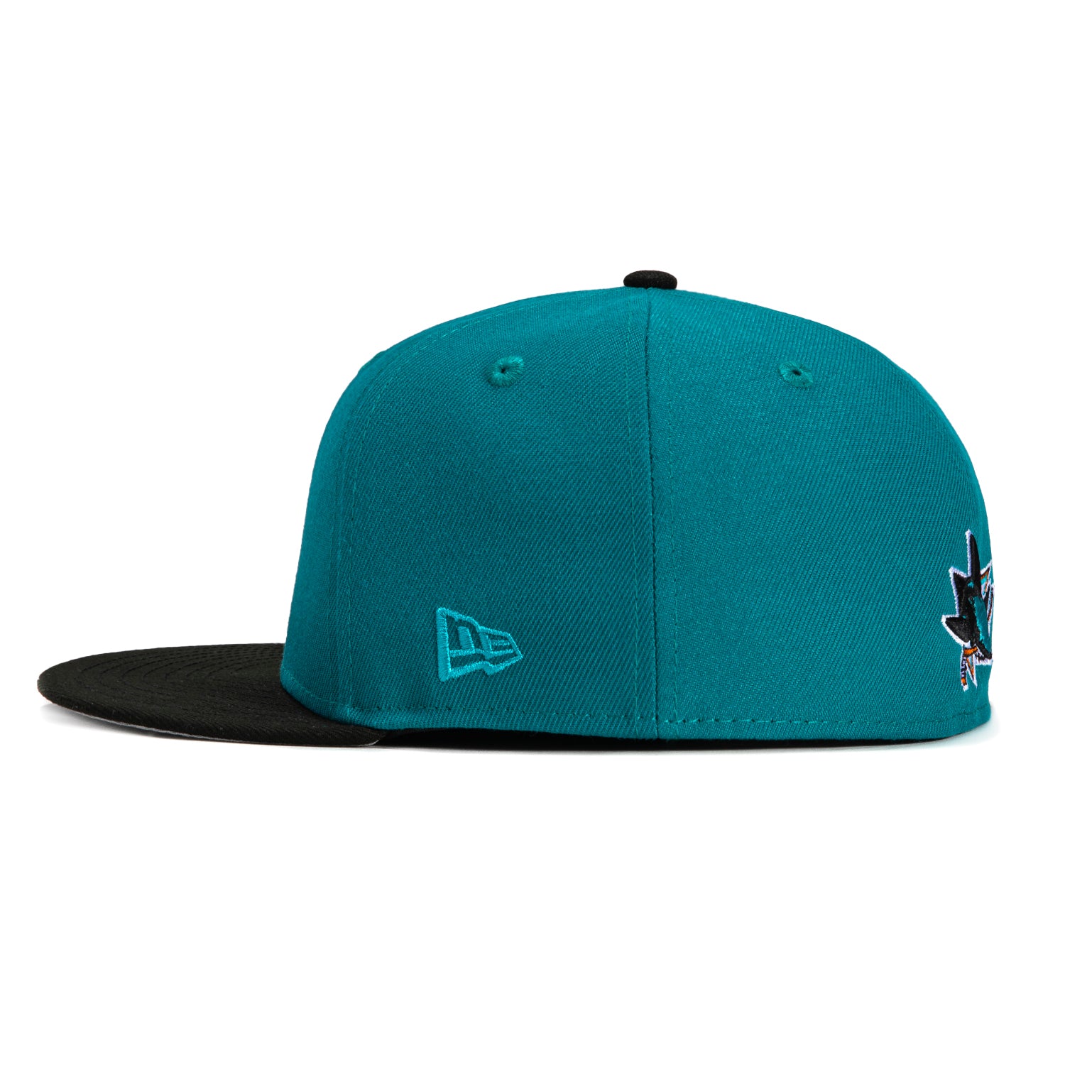 New Era 59Fifty San Jose Sharks 15th Anniversary Patch Alternate Snapback Hat - Teal & Black - Official NHL Hockey Cap for Fans & Collectors - Perfect for Games, Tailgating & Streetwear Fashion