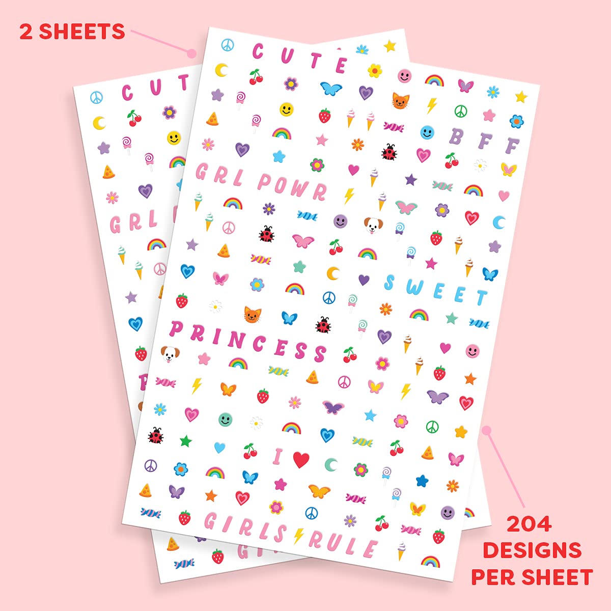 Fetti Kids Nail Stickers - 816 Decals for Girls | Birthday Party Favors, DIY Nail Art, Home Activity Kit, Cute Nail Transfers (Groovy, Princess, Girl Power Designs) - Perfect for Easter Basket Stuffers, Sleepovers & Girls' Night Out