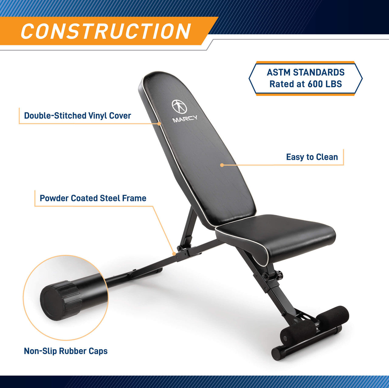 Marcy SB-7485 Utility Bench - Adjustable Weight Bench for Home Gym, Strength Training & Full-Body Workouts - Perfect for Dumbbell Exercises, Sit-Ups & Fitness Training