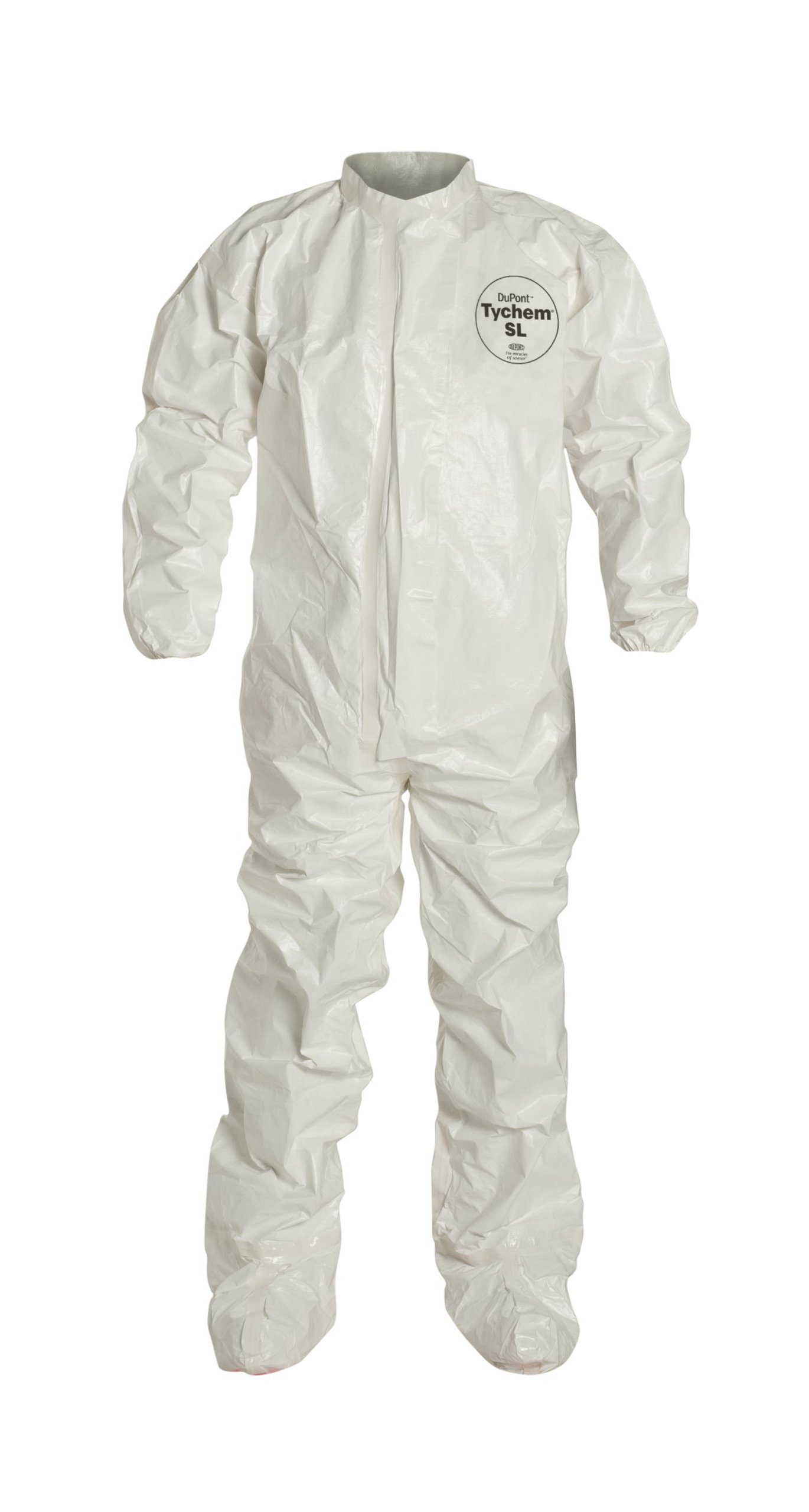 DuPont Tychem 4000 SL121T Chemical Resistant Coverall with Attached Socks - White XL (4-Pack) | Elastic Cuffs & Taped Seams for Maximum Protection | Ideal for Hazardous Chemical Handling, Lab Work & Industrial Safety