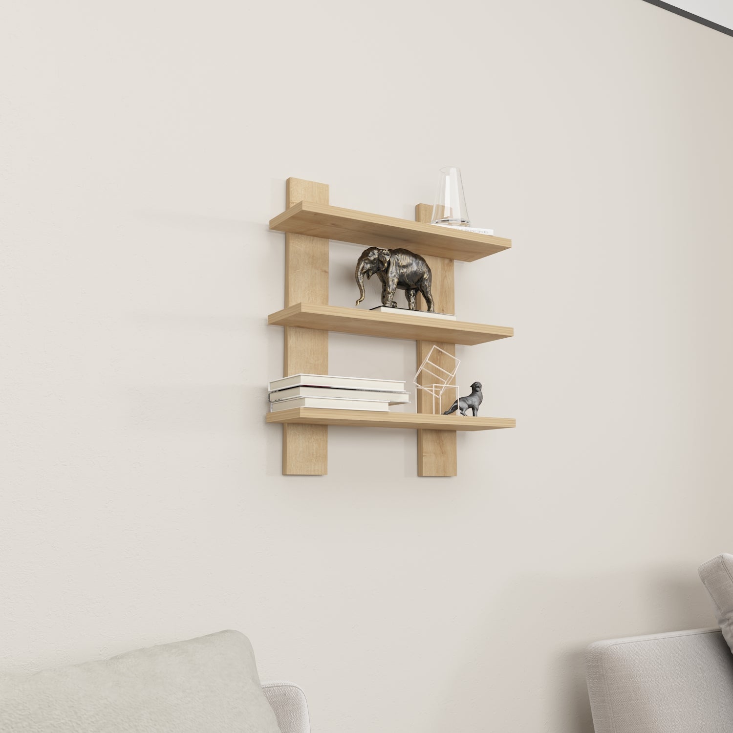 Harris Wall Shelf - Rustic Wood Floating Shelf for Home Decor, Books & Plants | Perfect for Living Room, Bedroom & Bathroom Storage & Organization