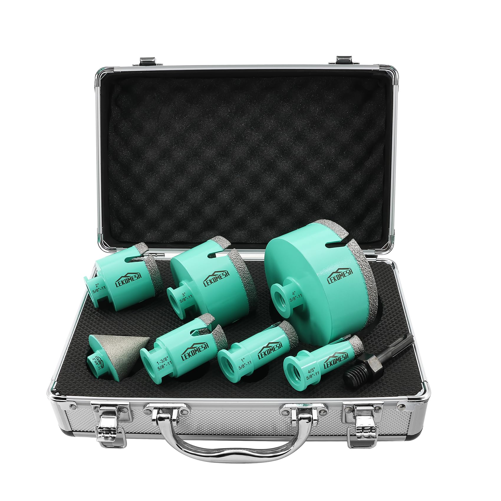 Premium Diamond Core Drill Bits Kit - 8pcs (20/25/35/50/75/100mm + 50mm Beveling Chamfer Bit + SDS Shank Adapter) for Porcelain Tile, Ceramic, Granite, Marble & Masonry Stone - Professional Hole Saw Kit for Bathroom Renovation, Kitchen Backsplash & Stone Countertop Installation