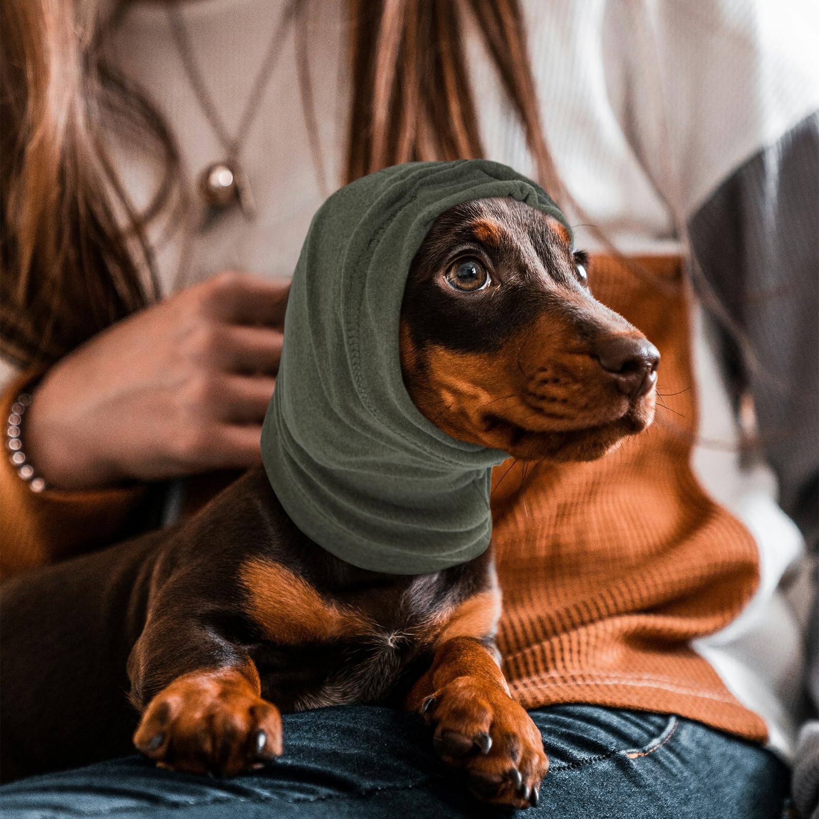 Nanaki Dog Calming Hoodie – Upgrade Anti-Slip Ear Wraps for Noise Protection, Adjustable Dog Ear Muffs for Fireworks & Grooming – Soft Dog Snood & Head Wrap for Anxiety Relief (Perfect for Storms, Travel & Vet Visits)