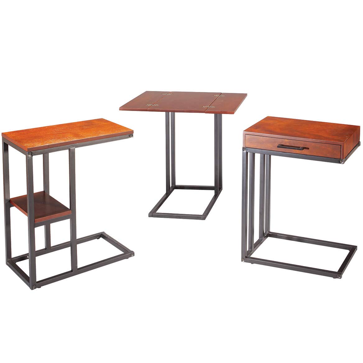OakRidge Side Accent Table with Shelf - C-Shaped Sofa End Table, Narrow Side Table for Living Room, Bedroom & Office - Perfect for Small Spaces, Holding Drinks, Books & Decor