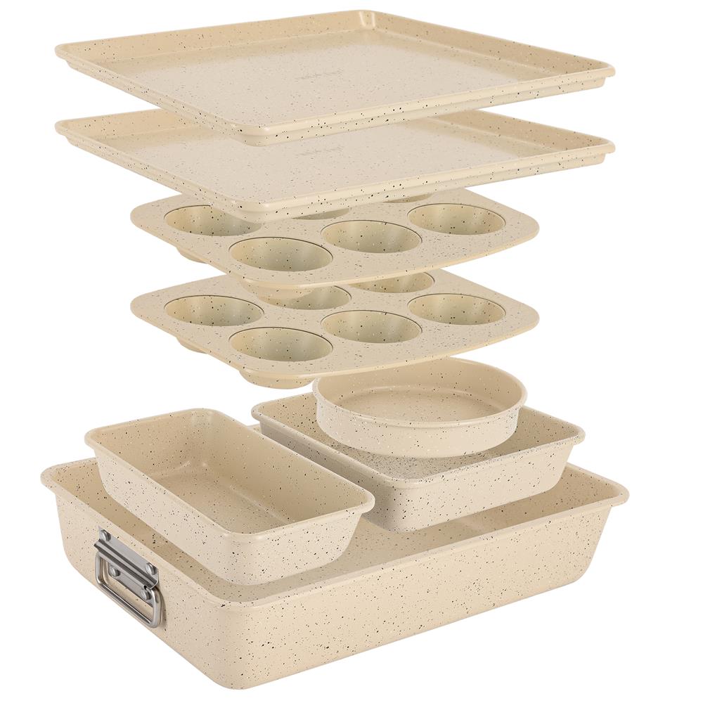 Premium Non-Stick Stackable Baking Pans Set - 3-Piece Oven Safe Bakeware for Cakes, Cookies & Bread - Perfect for Home Baking, Meal Prep & Holiday Desserts