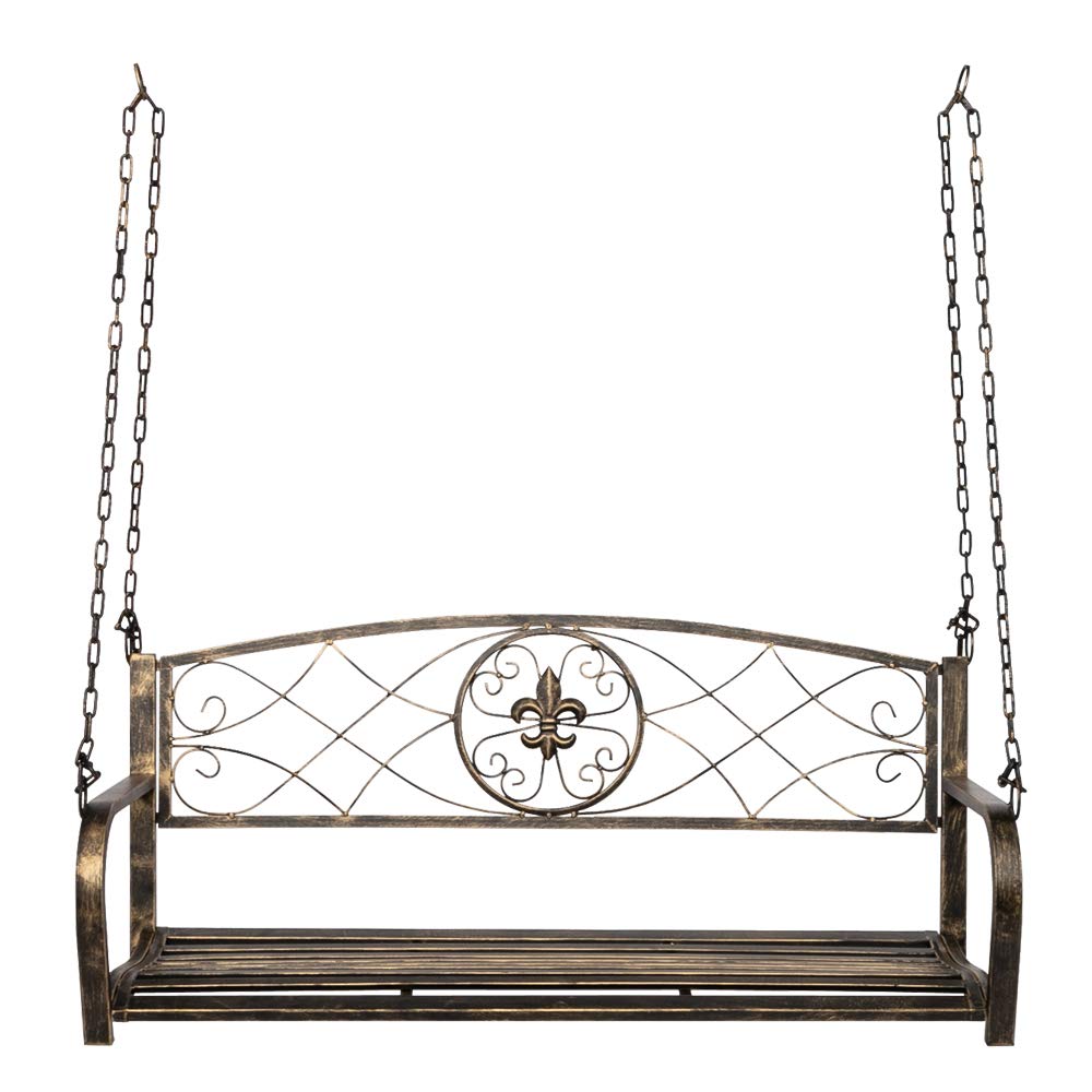 SSLine Outdoor Garden Double Swing Chair - Heavy Duty Metal Hanging Porch Swing Bench for 2 People, Weather-Resistant Patio Furniture for Backyard, Deck, or Garden Relaxation