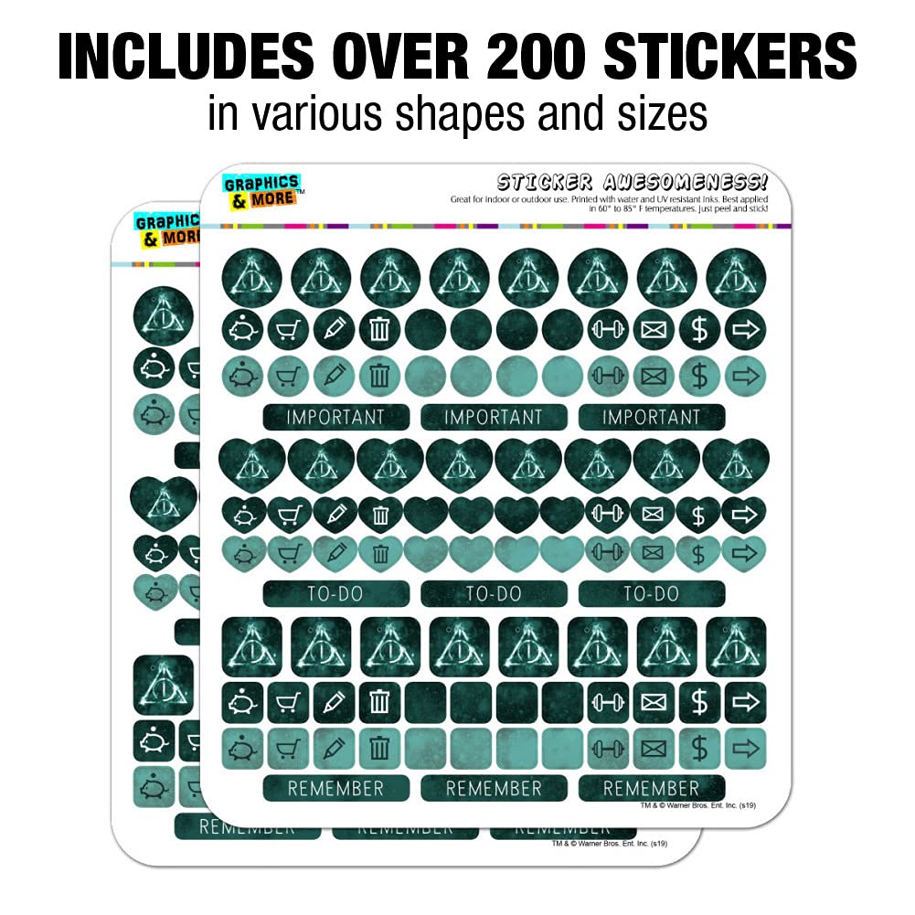 Harry Potter Deathly Hallows Logo Planner Stickers - Scrapbooking, Journaling, DIY Craft Supplies - Perfect for Bullet Journals, Planners, and Scrapbook Projects