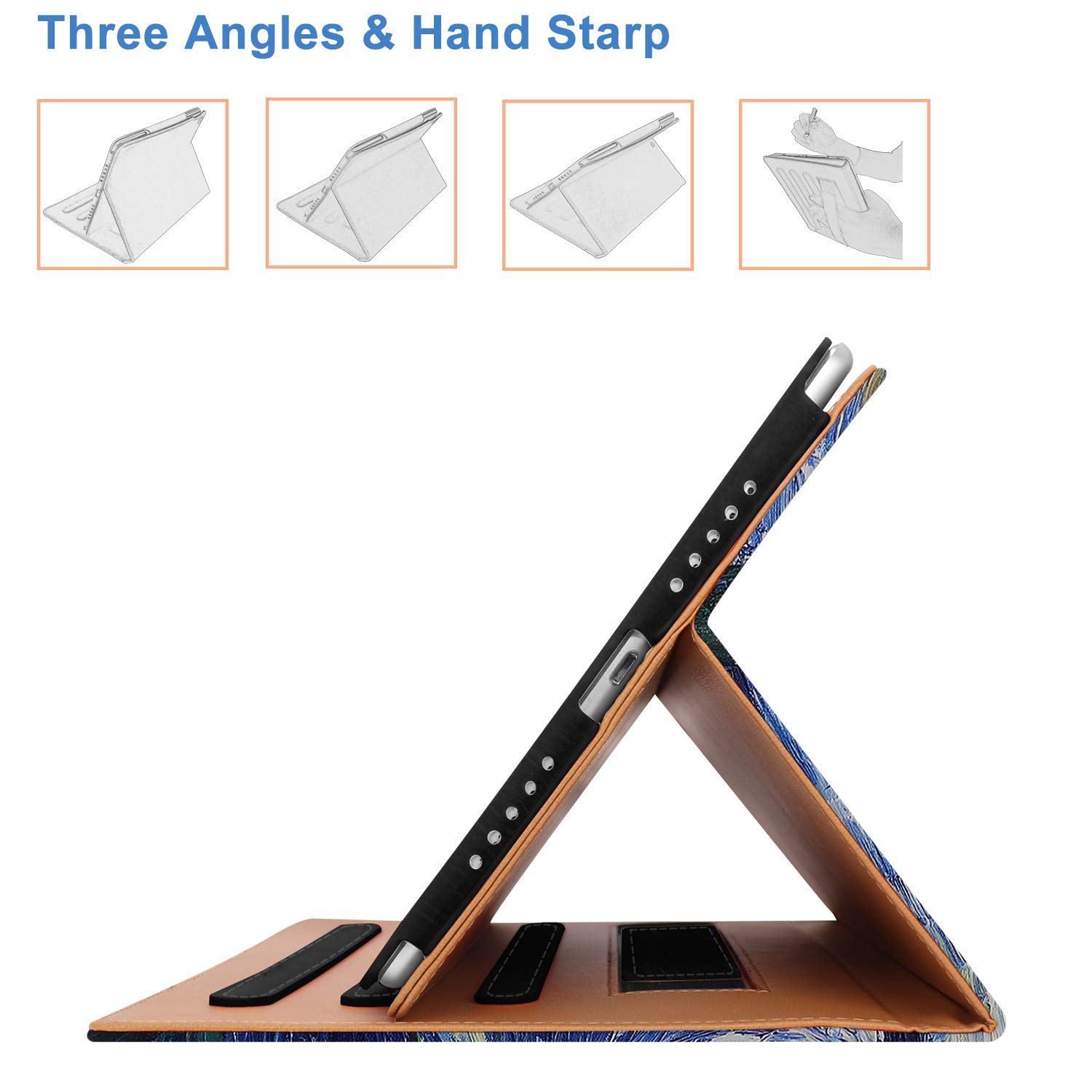 Premium iPad Pro 10.5 Case & iPad Air 3 Case with Pencil Holder - Multi-Angle Stand, Hand Strap, Auto Sleep/Wake | Protective Cover for iPad Air 3rd Generation & iPad Pro 10.5 (Starry Night Design) | Perfect for Work, Study & Travel