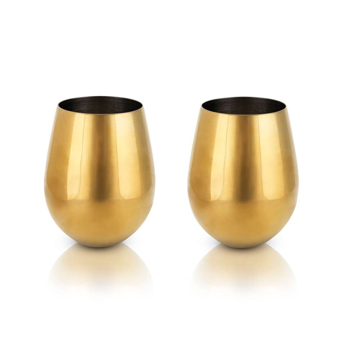 Premium Gold Stemless Wine Glasses Set of 2 - Elegant Modern Cups for Red & White Wine, Cocktails, Juice - Perfect for Dinner Parties, Weddings, Home Bar Decor