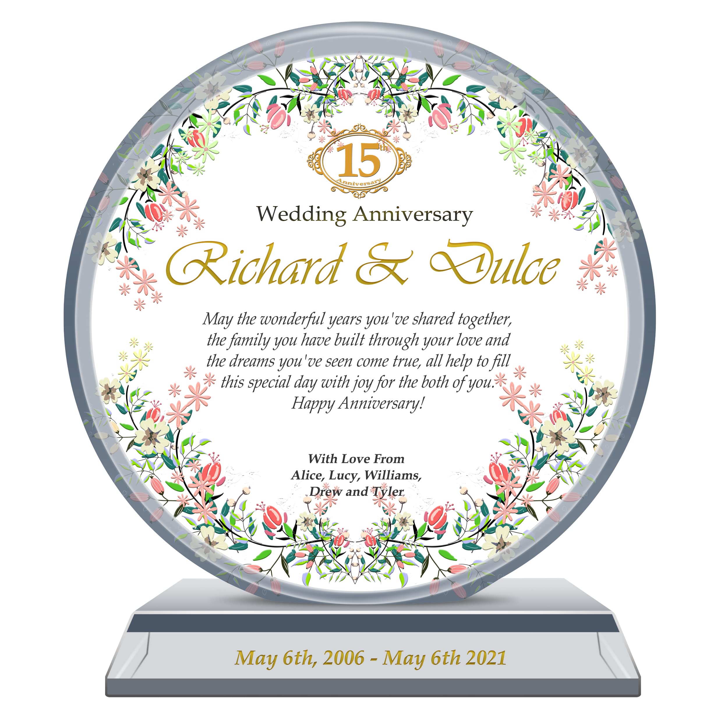 Custom Personalized Wedding Anniversary Gift for Husband or Wife - Engraved with Couple's Names & Date - Unique Marriage Keepsake for Him, Her or Parents - Perfect for Romantic Celebrations, Vow Renewals & Anniversary Parties