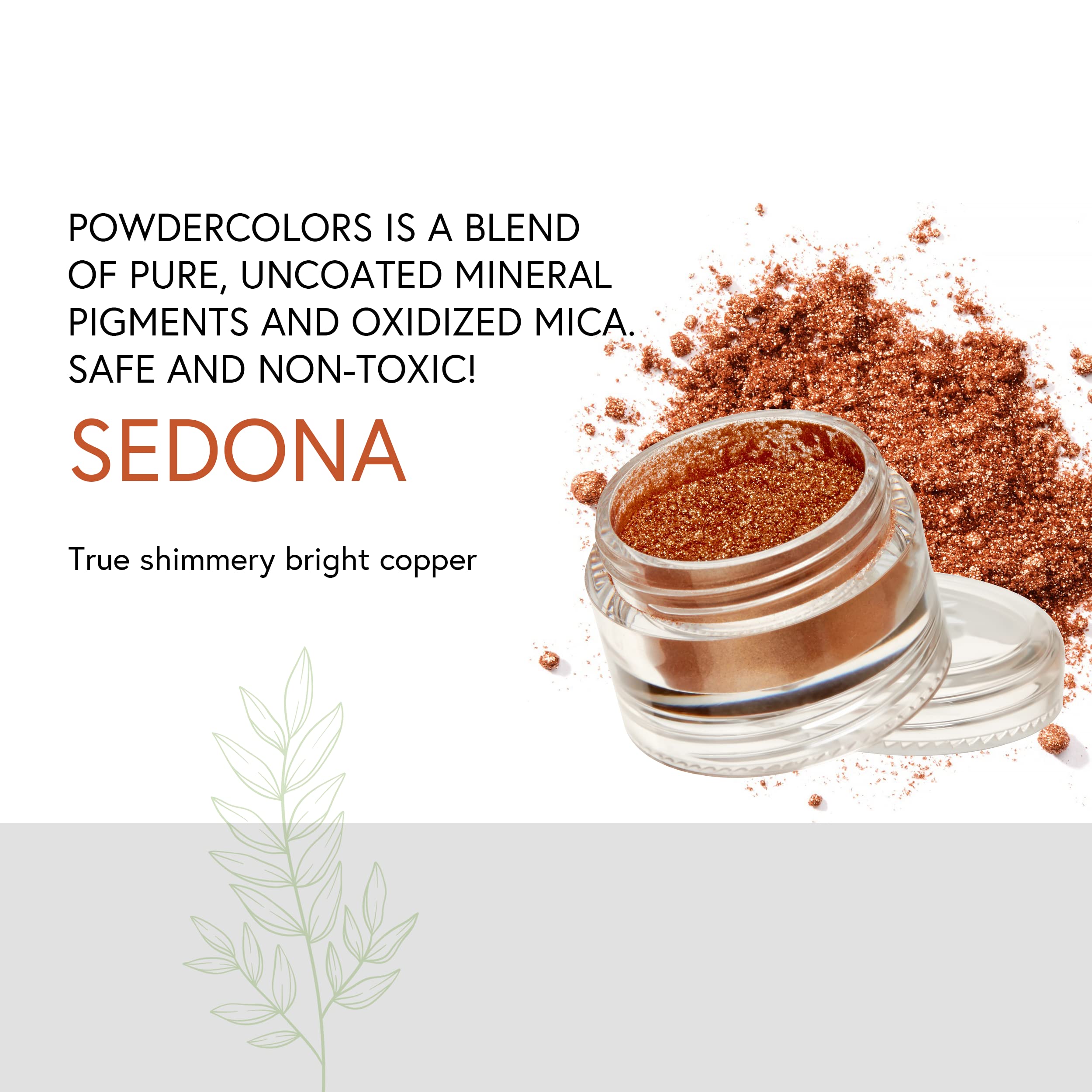 Honeybee Gardens PowderColors Mineral Eye Shadow in Sedona - Shimmery Bright Copper | Clean, Skin-Friendly & Portable 2g Makeup | Perfect for Everyday Wear & Special Occasions