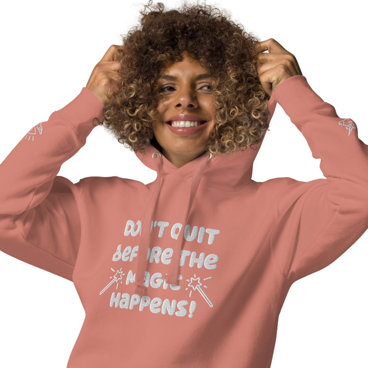 Don’t Quit Before the Magic Happens Premium Hoodie – Enchanted Edition | Motivational Sweatshirt for Women & Men | Cozy Pullover for Yoga, Gym & Casual Wear
