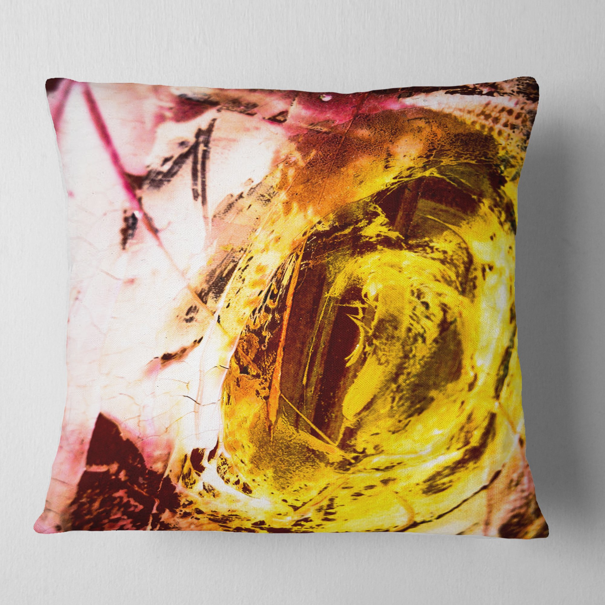 DesignQ CU6134 Soft Yellow 18x18 Inch Square Pillow Cushion for Sofa, Bed & Home Decor - Comfortable Throw Pillow for Living Room, Bedroom