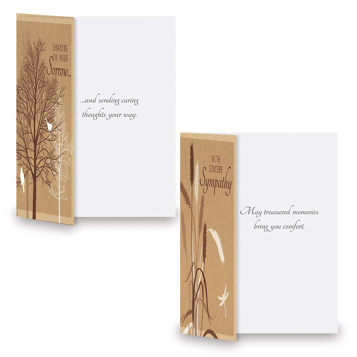Premium Kraft Sympathy Greeting Cards Set - 8 Large 5x7 Inch Cards (4 Beautiful Designs) with Heartfelt Messages & White Envelopes - Perfect for Condolences, Memorials & Comforting Loved Ones
