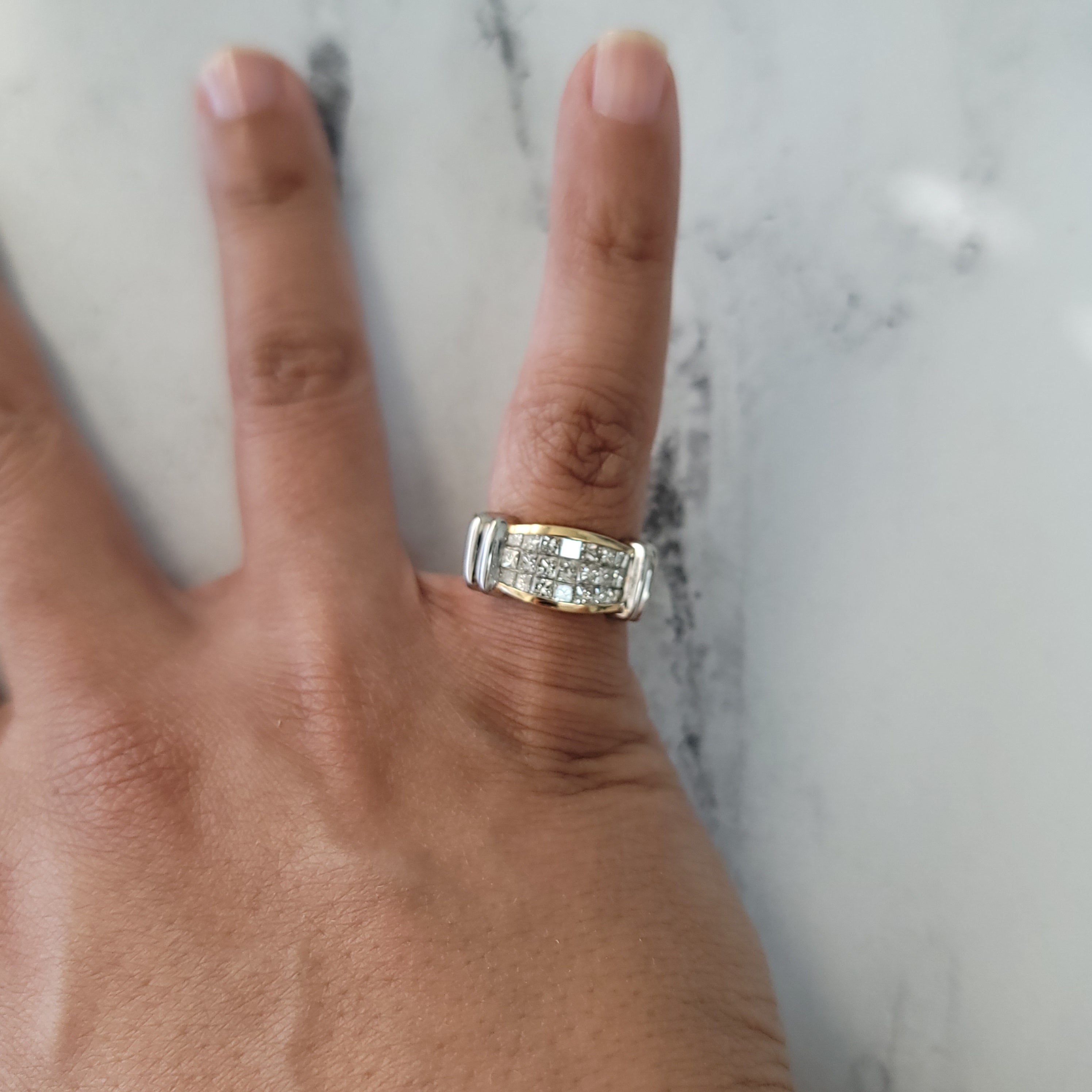 1 Carat Three Row Princess Cut Two Tone Diamond Wedding Band Ring for Women - Perfect for Engagement, Anniversary & Bridal Jewelry Gifts