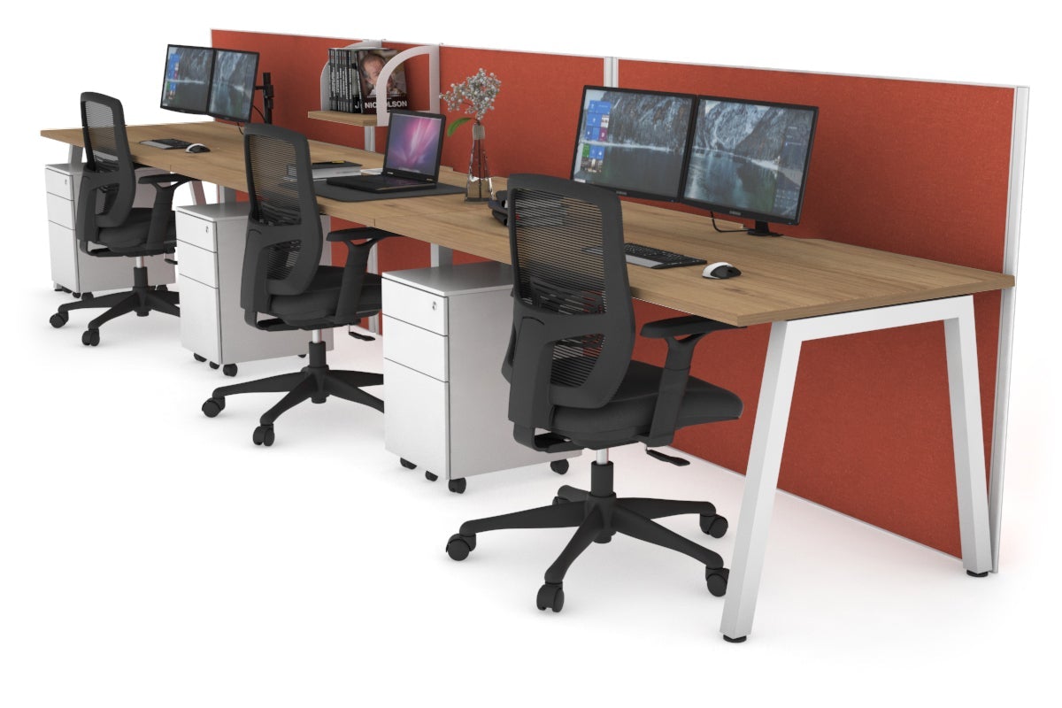 Horizon Quadro 3-Person Office Workstation - 1800L x 800W with Cable Management - Ideal for Collaborative Workspaces & Open Office Layouts