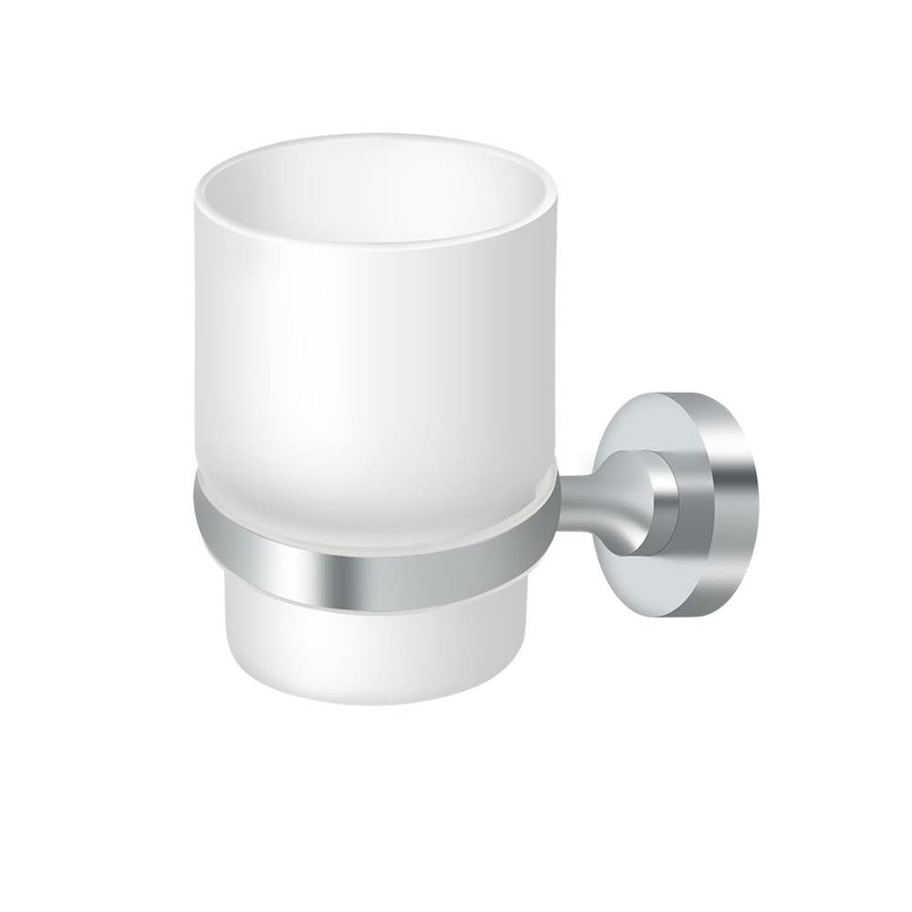 Deltana Zinc Toothbrush Holder with Glass - BBN Series (Set of 10) Chrome Finish | Bathroom Organizer for Toothbrushes, Razors & Dental Care Essentials | Perfect for Home, Hotel, or Spa Use