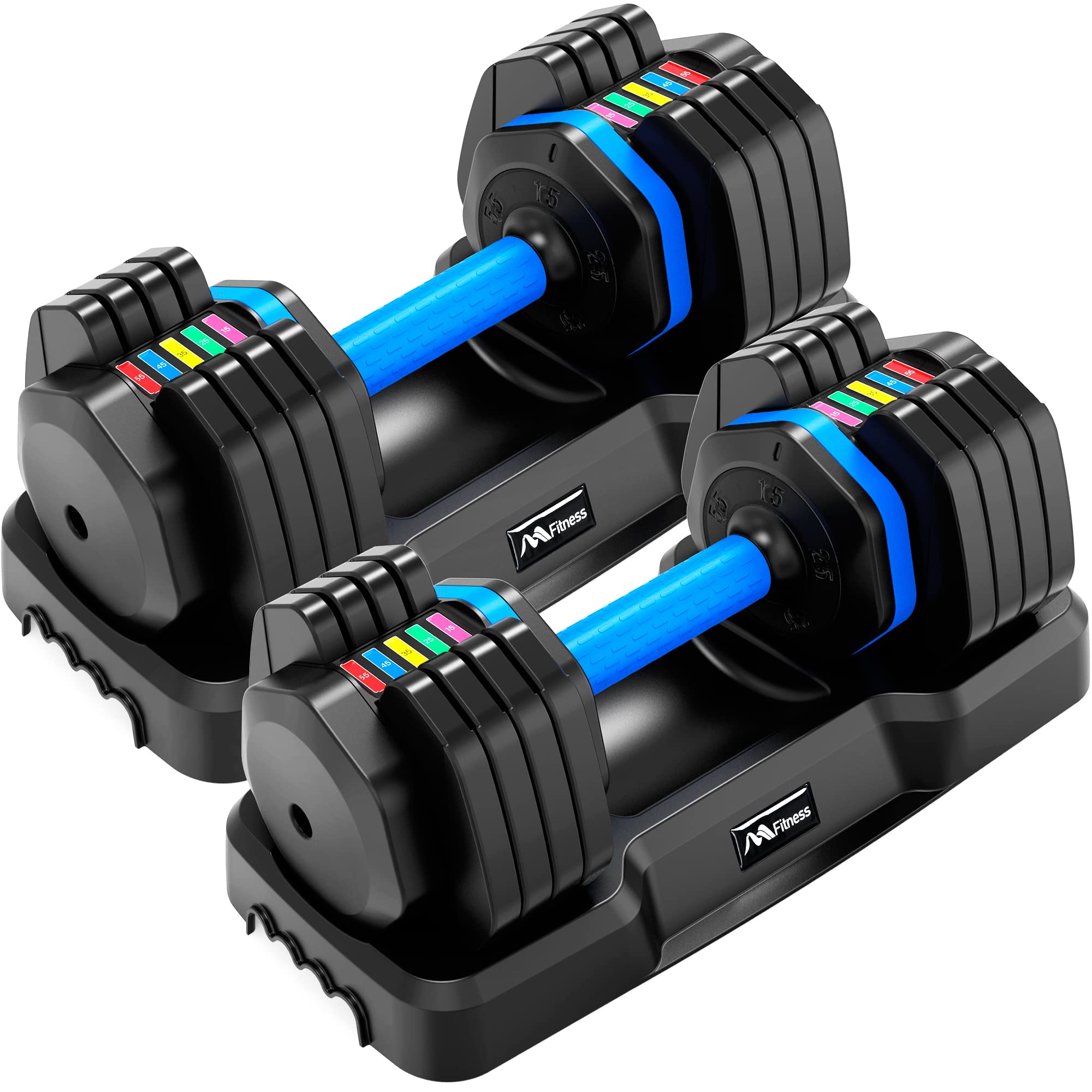 Merax 55 lbs Adjustable Dumbbell Set with Weight Plates & Stand - Pair of Home Gym Dumbbells for Strength Training, Muscle Building & Fitness Workouts - Perfect for Home Gym, CrossFit & Weight Lifting