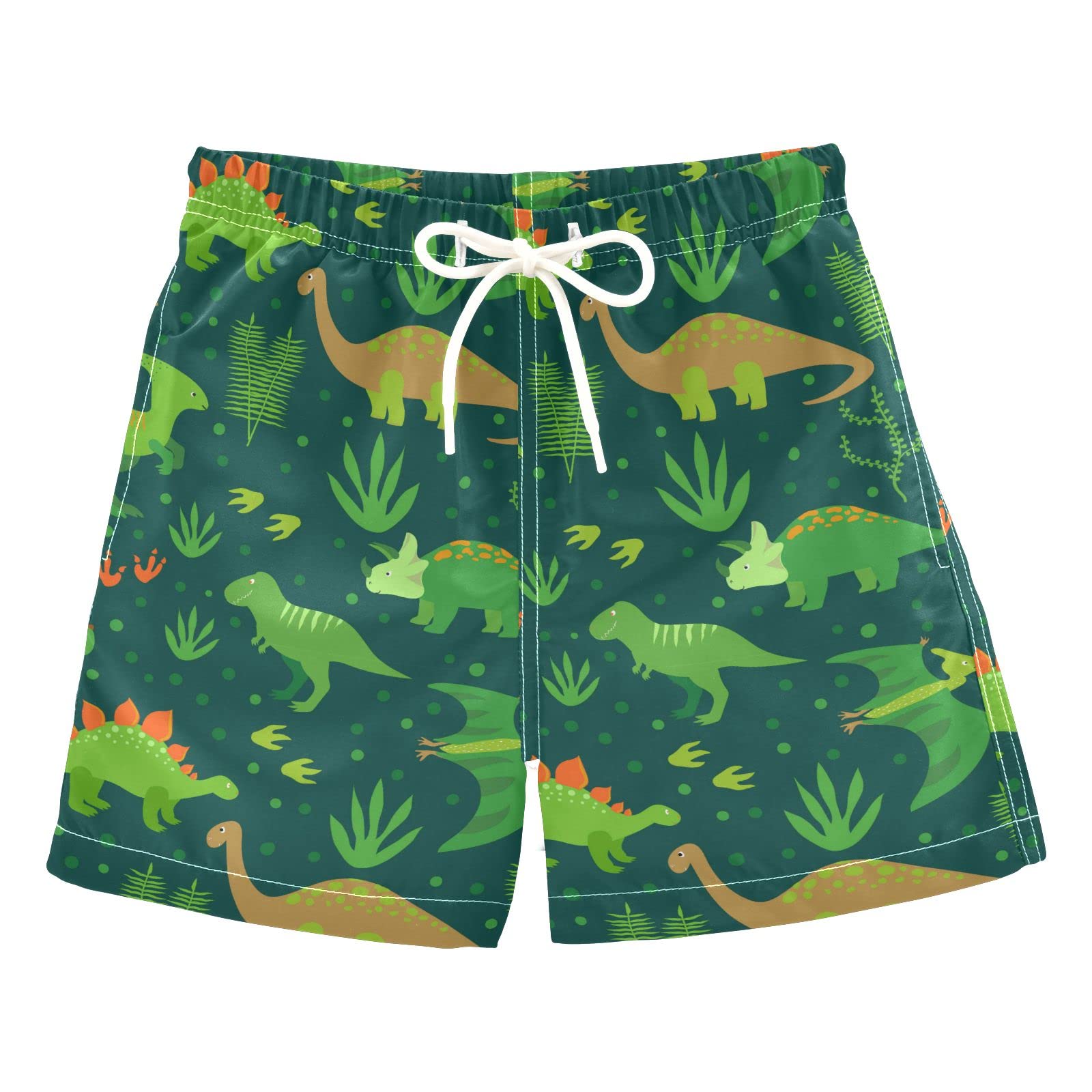 Dinosaurs Jungle Leaves Boys Swim Trunks - Toddler Bathing Suits & Swimwear Pants for Kids & Teens (2T) - Perfect for Beach, Pool & Summer Water Play
