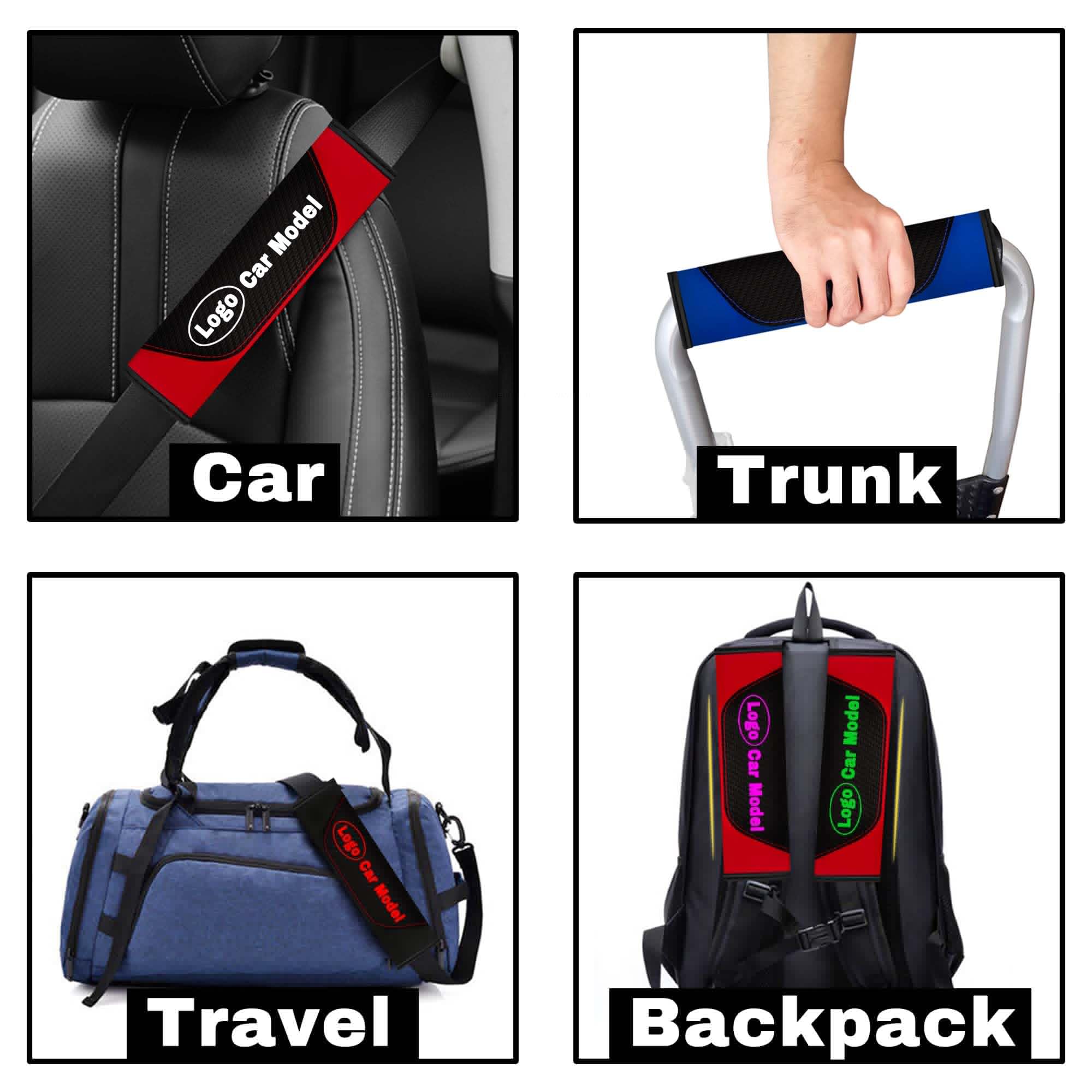 Premium Car Seat Belt Cushion Pad - Custom Text Carbon Fiber Seat Belt Cover - Comfortable Shoulder Protector for Long Drives & Road Trips - Perfect for Commuters, Travelers and Family Safety