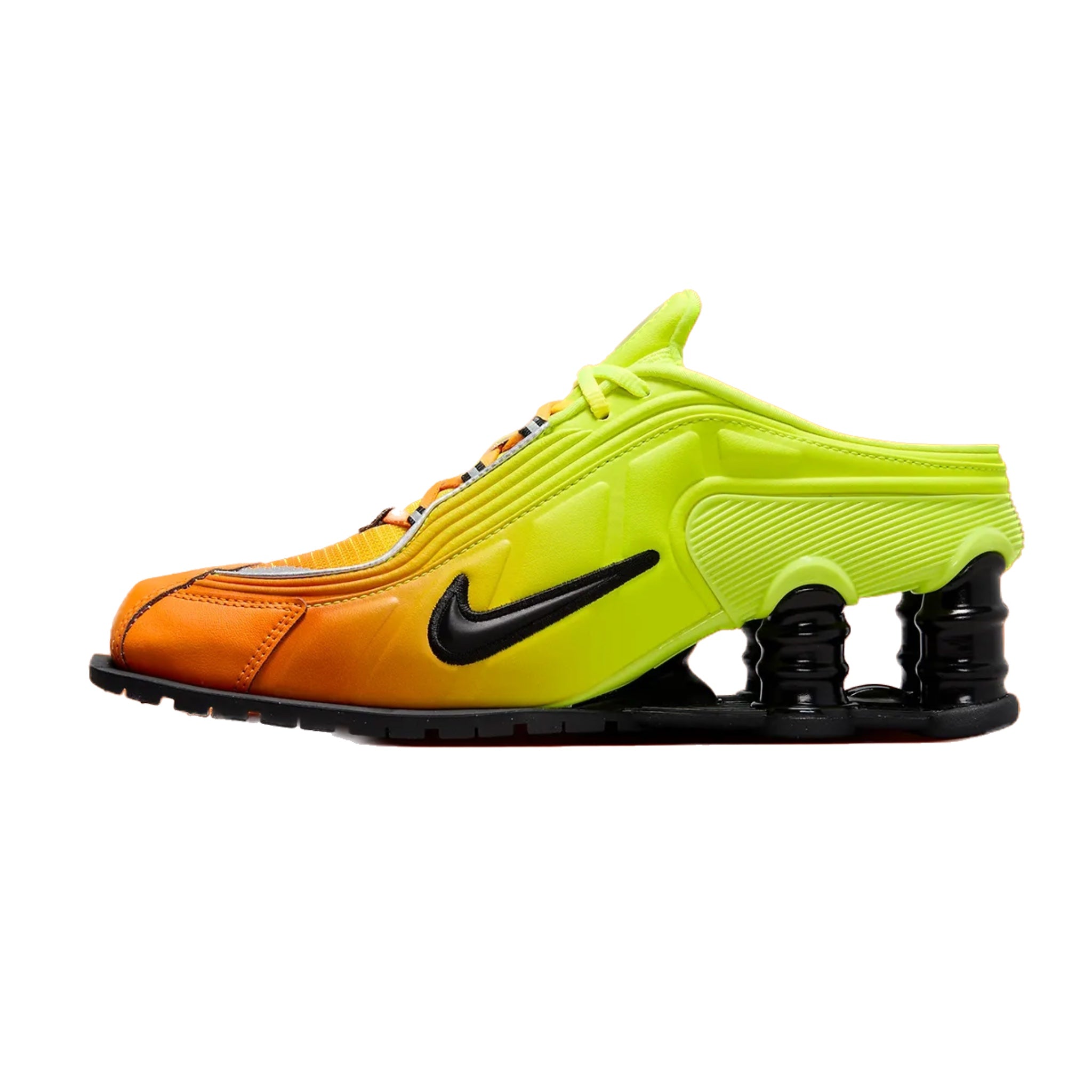 Nike Shox MR4 Mule Slip-On Shoes - Martine Rose Collaboration in Safety Orange, Black & Metallic Silver | Comfortable Casual & Athletic Wear for Men & Women