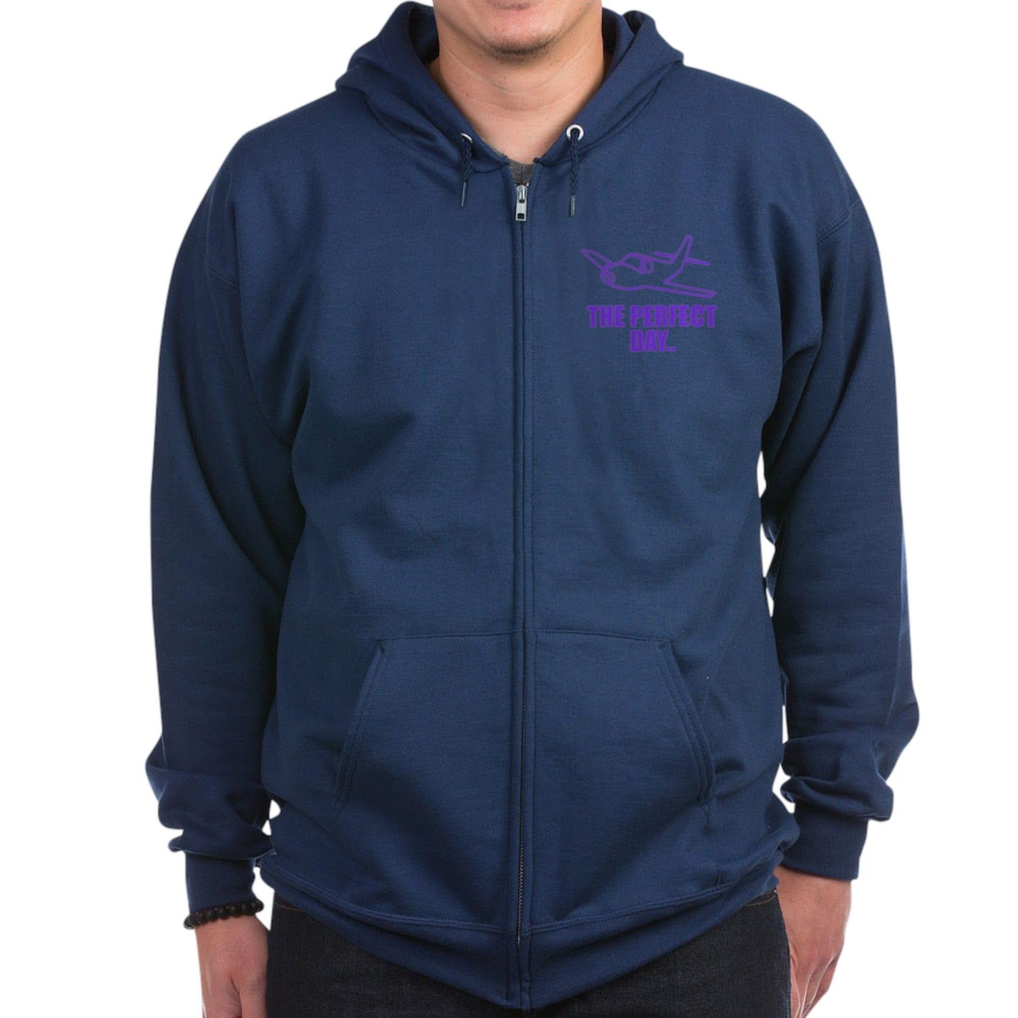 Men's Purple Airplane Zip-Up Hoodie - Dark Zip Hooded Sweatshirt for Casual Wear & Travel | CafePress