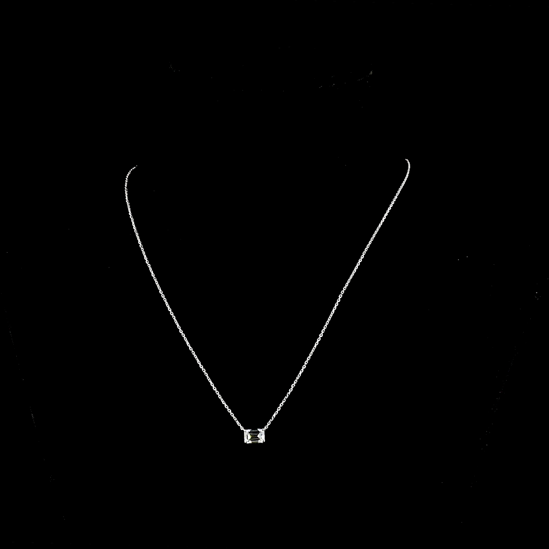 1.01 Carat Lab Grown Emerald Cut Diamond Pendant in 14K White Gold - VS1 Clarity, F Color - Perfect for Everyday Wear & Special Occasions