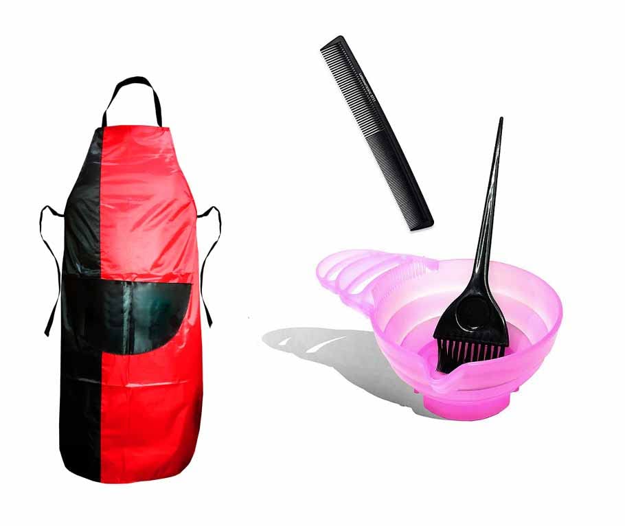 Professional Hair Dye Bowl & Brush Set with Plastic 0711 Comb & Hair Cutting Sheet - Complete Styling Accessories Kit for Salon, Home Hair Coloring & DIY Hairstyling