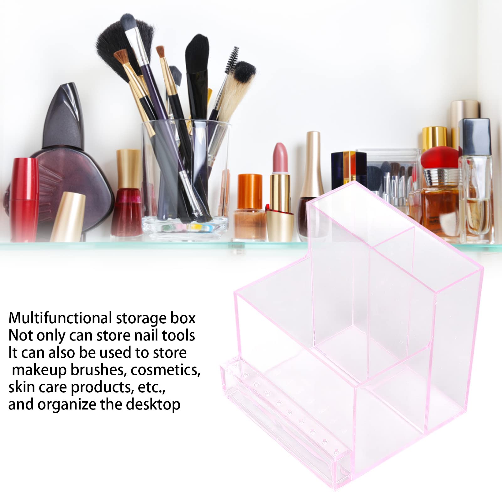 **Pink Nail Drill Bits Holder & Organizer - Storage Box for Manicure Tools, Nail Drill Bits Stand, and Polishing Heads Display Case - Perfect for Salon, Home, or Travel Use**