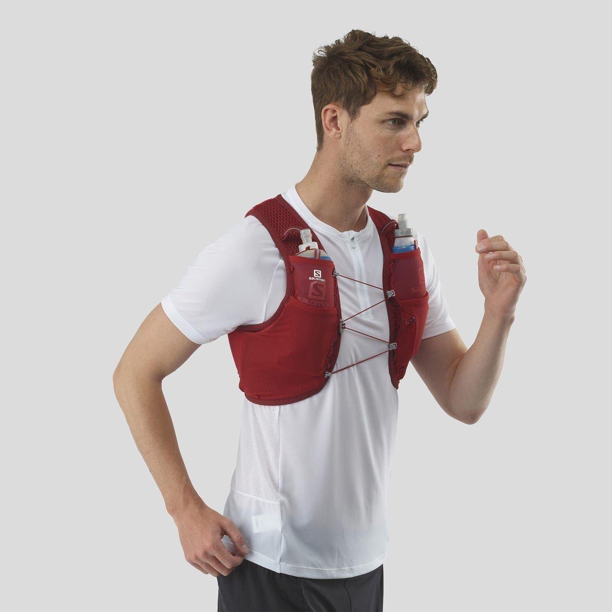 Salomon Active Skin 4 Hydration Running Vest with Water Flasks - Lightweight Breathable Trail Running Gear for Marathon & Outdoor Adventures