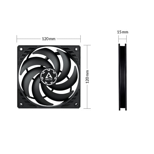 Arctic P12 Slim PWM PST 120mm PC Cooling Fan - Ultra Thin, Pressure Optimized with Integrated Y Cable - Black | Ideal for Gaming PCs, Workstations & Silent Builds