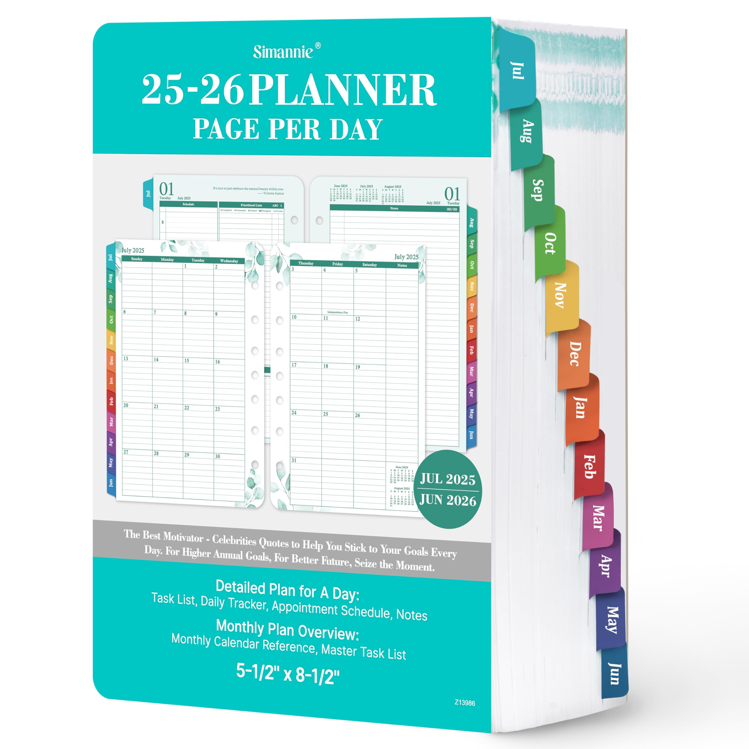 2025-2026 Daily Planner Refills – July 2025 to June 2026, 2 Pages Per Day, 5.5