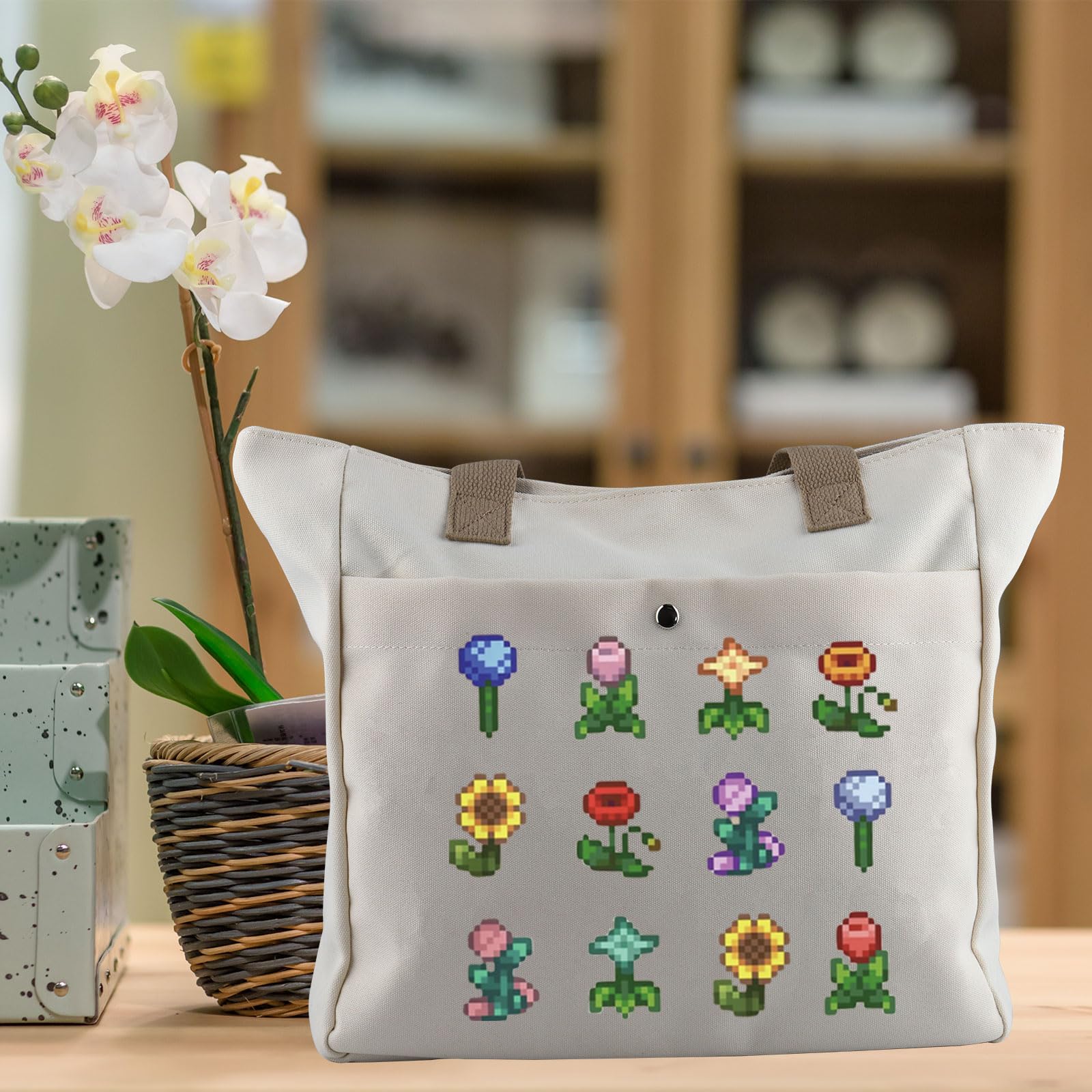 WCGXKO Valley Game Tote Bag - Durable Cotton Canvas Farm-Themed Gift for Board Game Lovers | Perfect for Farmers Market, Picnics & Game Nights