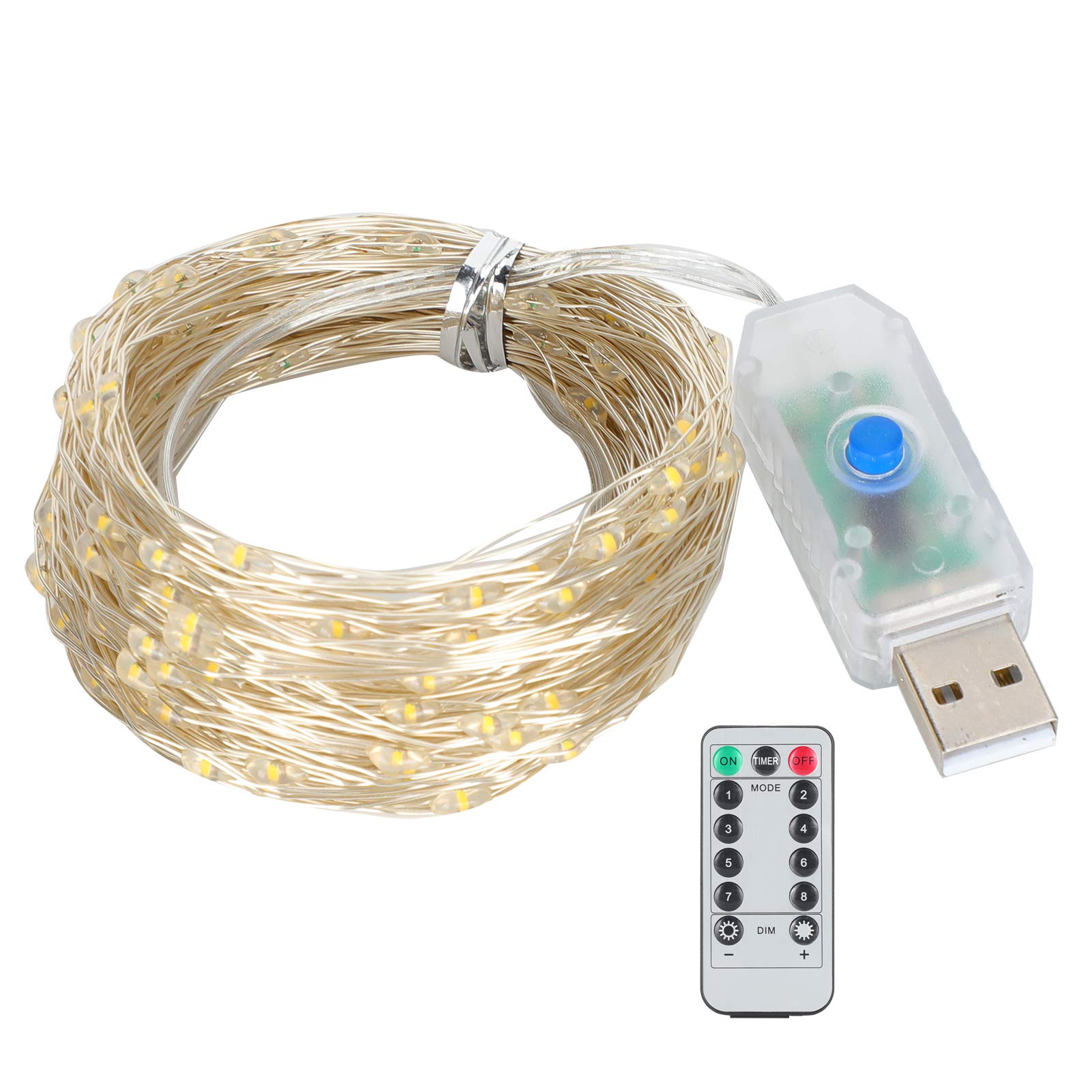 Jeanoko 50ft LED String Lights - Warm White Fairy Lights with Remote Control, Waterproof for Indoor & Outdoor Use - Perfect for Bedroom, Garden, Party, Wedding Decoration